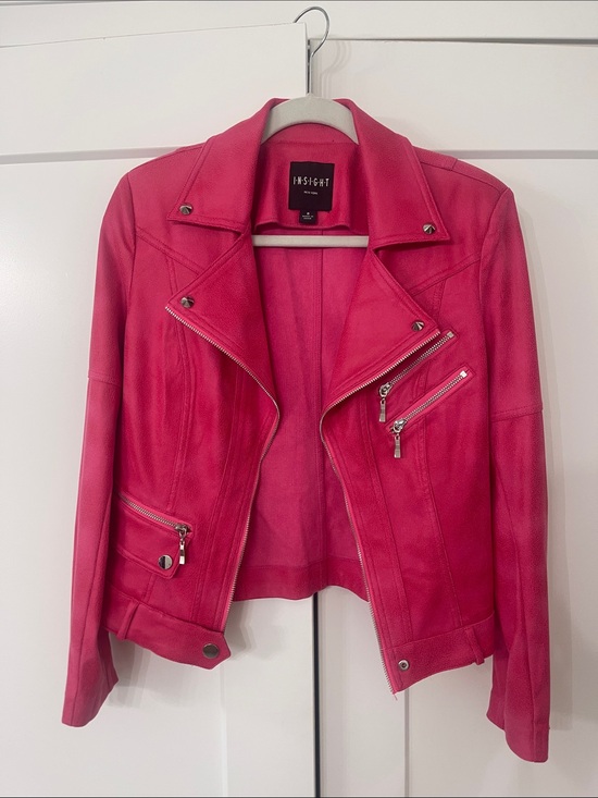 Insight Jackets & Blazers - Insight Bright Pink Leather Moto Jacket with Silver Hardware